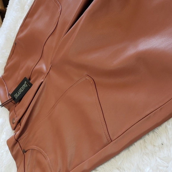 Blank NYC Baxter Ribcage Straight Leg Faux Leather Brown Ankle Pants size 30 - Picture 3 of 9